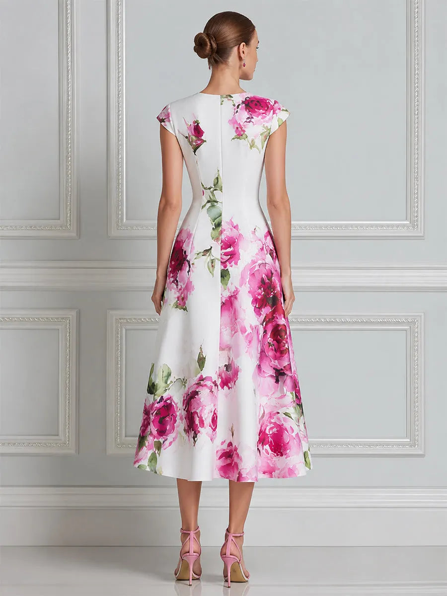 Blossom Muse Floral Fit-and-Flare Midi Dress