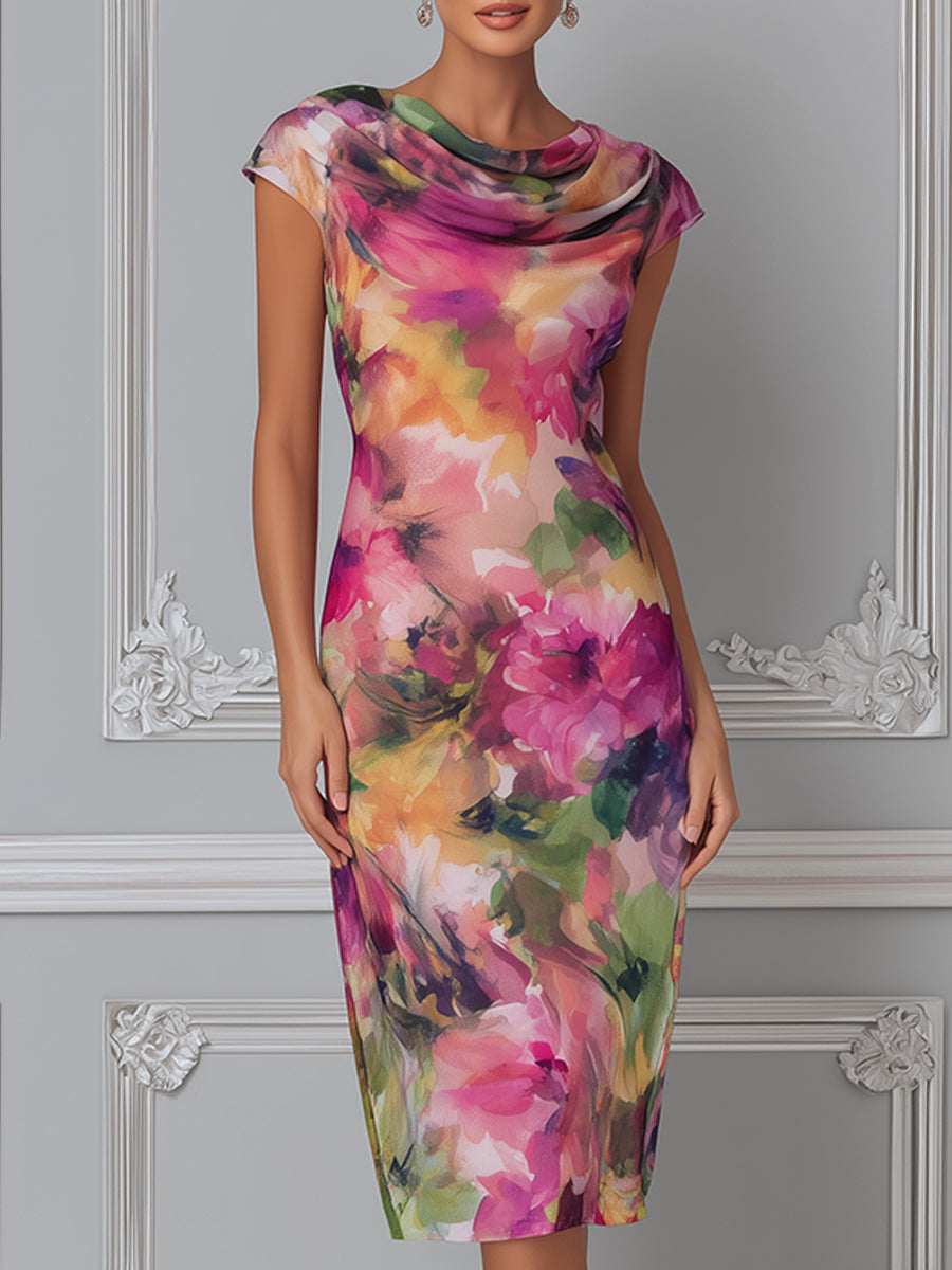 Floral Impressionist Sheath Dress
