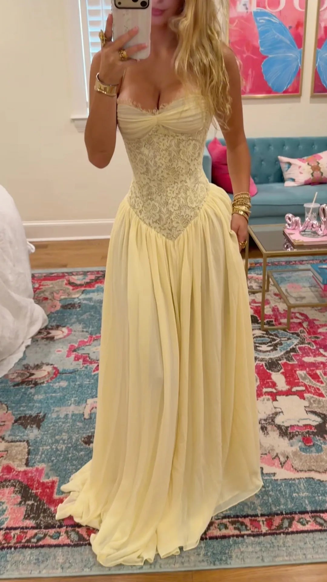 Lace Corset Chiffon Maxi Dress