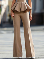 Off-Shoulder Peplum Top And Wide-Leg Pants Set