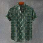 Men's Retro Geometric Line Decorative Pattern Art Print Cotton And Linen Shirt