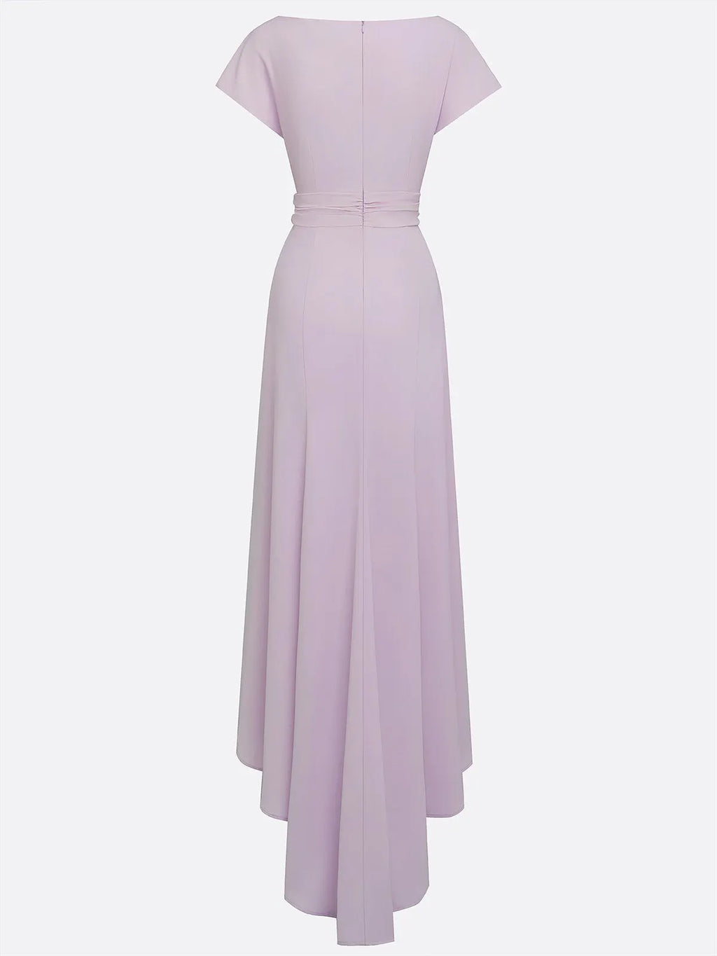lavender Ruched Classic Boat Neck Cap Sleeve Raglan Sleeves Mermaid Floor-length Gown Dress