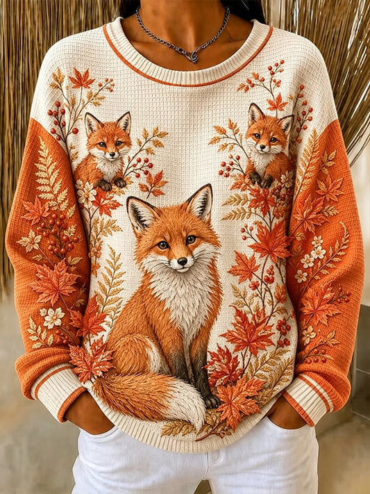 Women's Autumn Fox  Printed Casual Sweatshirt