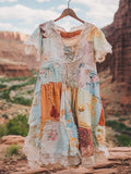 Women's Vintage Floral Lace Patch Comfort Dress 7748