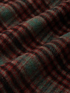 Wool Coat, Long Sleeves, Lapel Collar, Plaid, Belt Design, Vintage, Crimson