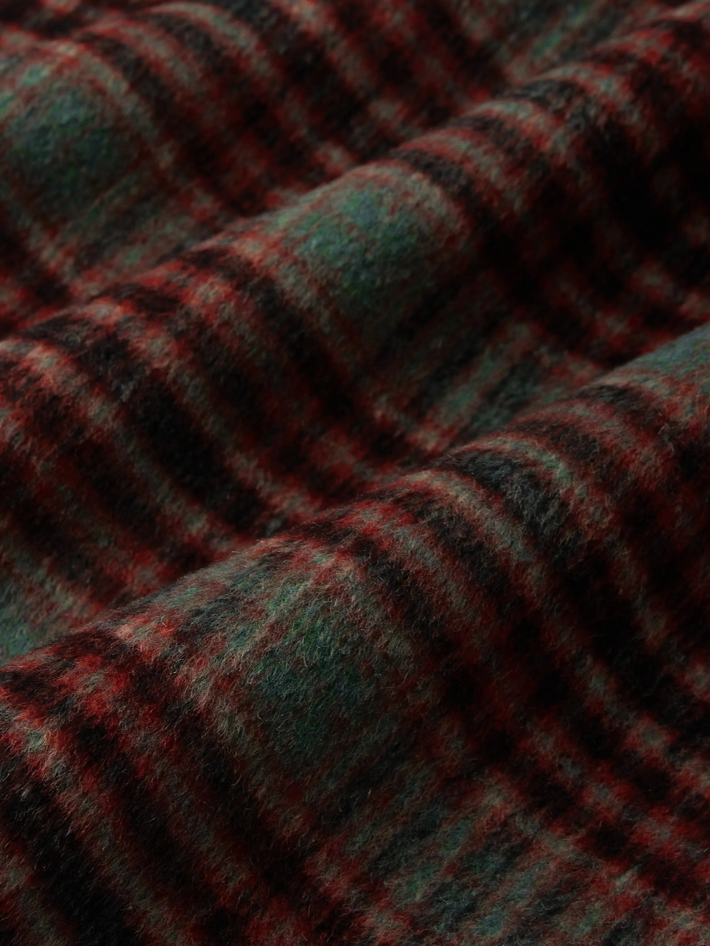 Wool Coat, Long Sleeves, Lapel Collar, Plaid, Belt Design, Vintage, Crimson