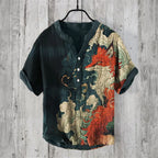 Men's Mythical Fox Japanese Art Linen Shirt
