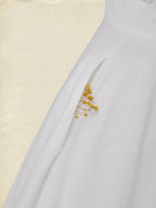Midi Cotton Dress, Short Sleeves, Plain, Lace, Vacation, Vintage, White