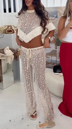 Sequin Fringe Mesh Two‑Piece Set