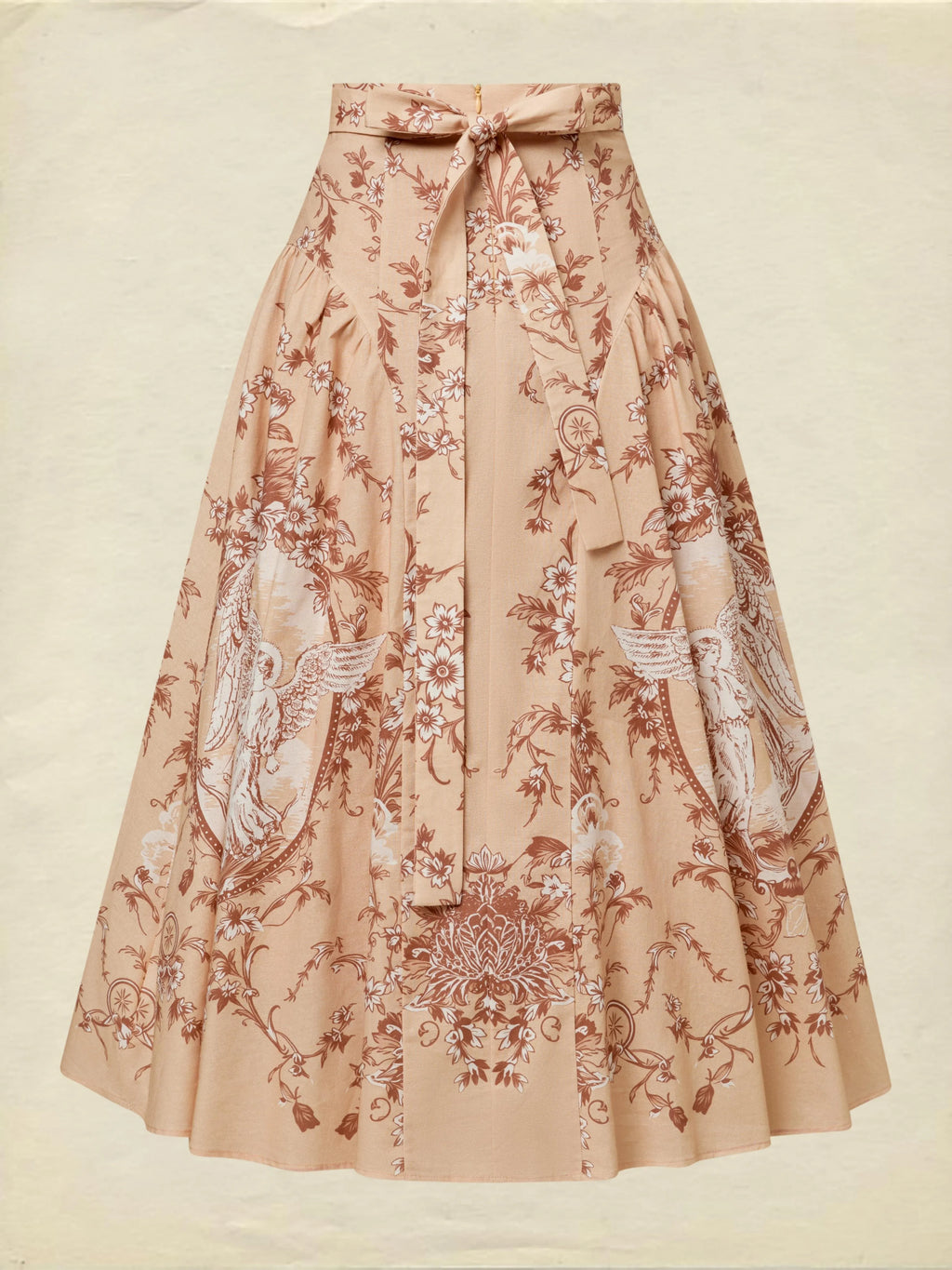 Midi Cotton Skirt, Angel, Pocket Design, Vintage, Caramel
