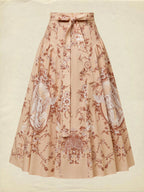 Midi Cotton Skirt, Angel, Pocket Design, Vintage, Caramel