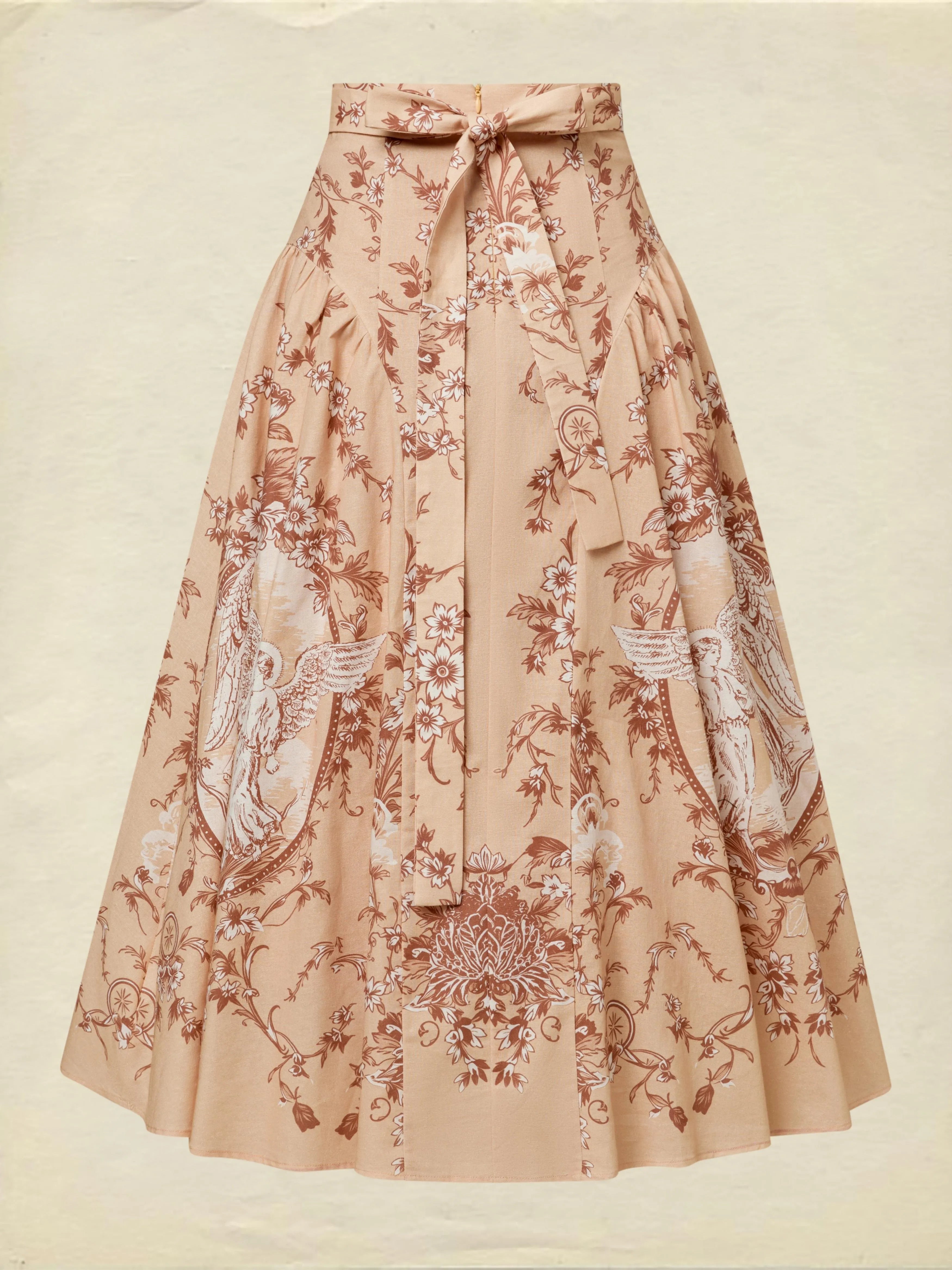 Midi Cotton Skirt, Angel, Pocket Design, Vintage, Caramel