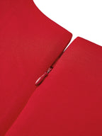 Red Sleeveless Midi Dress Elegant Ruched Waist & Flounce Hem for Weddings and Parties