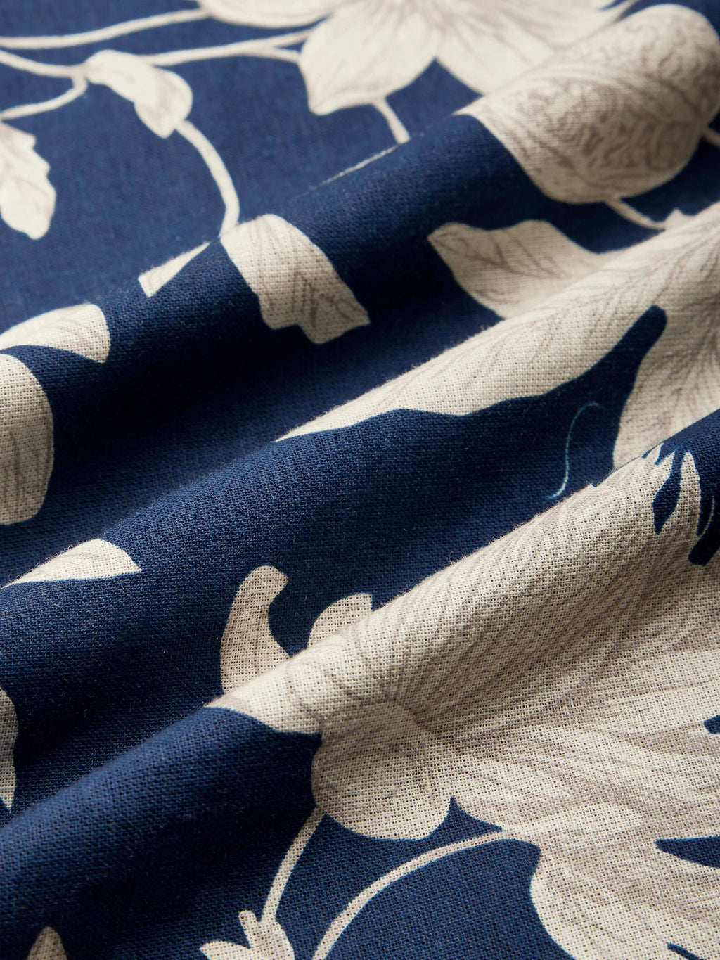 Midi Linen Dress , Cap Sleeves, V Neck, Floral, Button Design, Vintage, Dark Blue