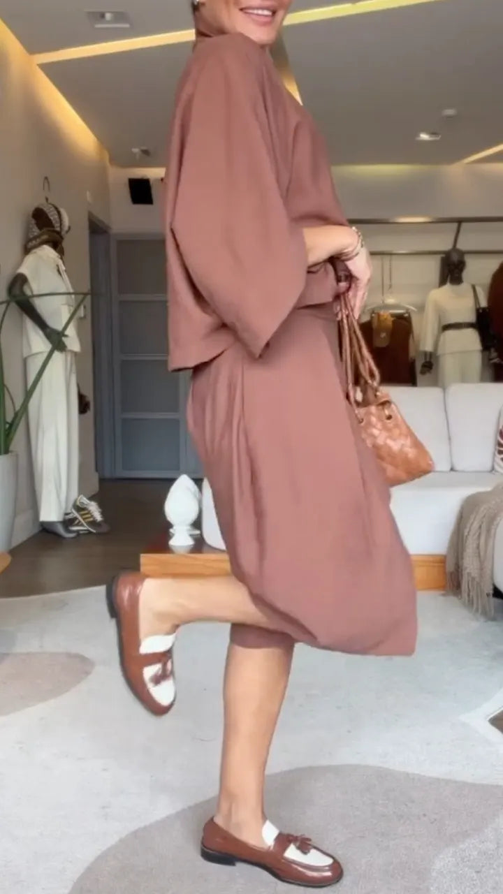 Turtleneck Batwing Sleeve Culotte Two‑Piece Set