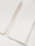 White Faux Pearl Classic Crew Neck Half Sleeve Sheath Midi Dress