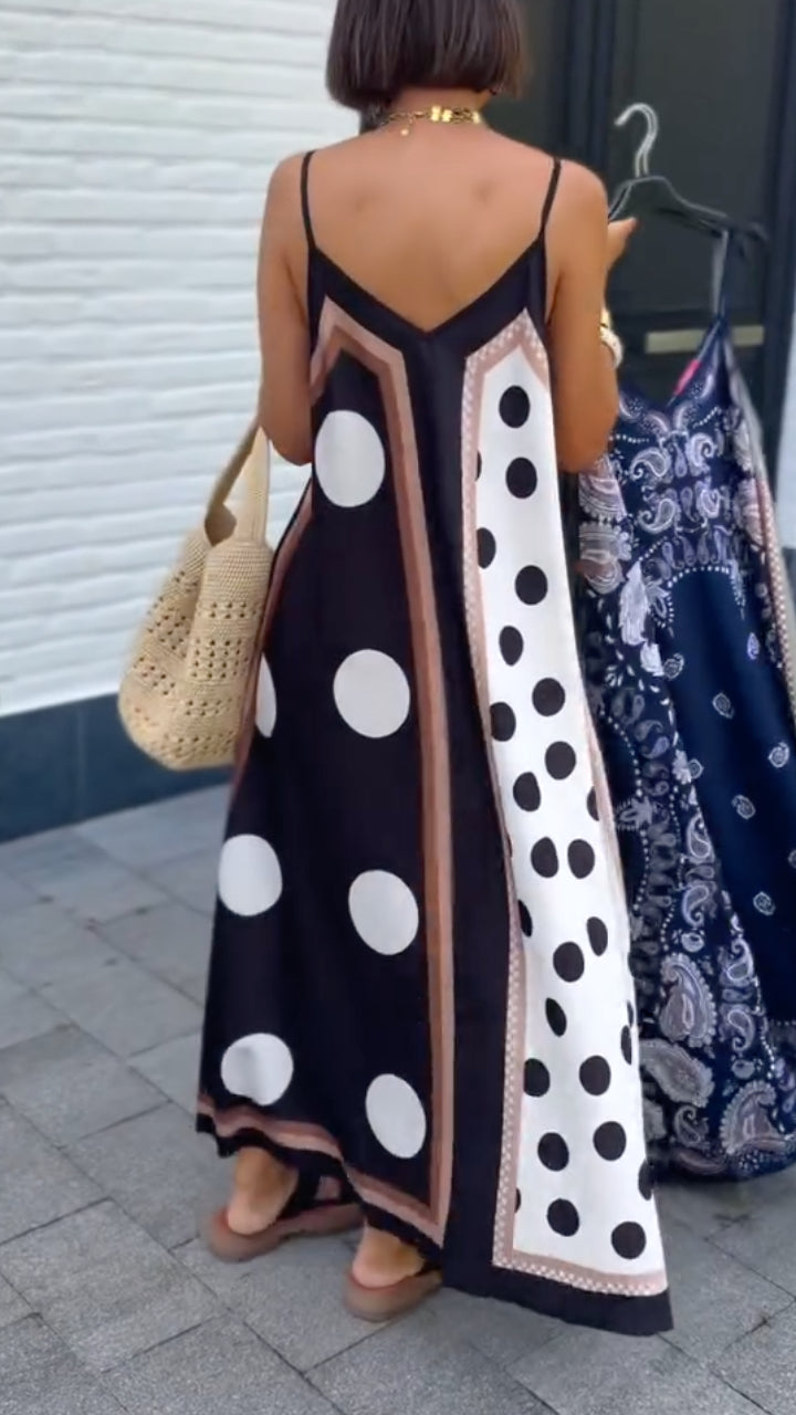 Polka Dot Print Spaghetti Strap Maxi Dress