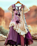 Summer Vintage Floral Lace Patchwork Dress a0e6