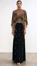 Black Embroidered Maxi Evening Gown