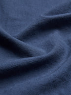 Linen Shirt, Long Sleeves, Shawl Collar, Plain, Lace, Vintage, Blue
