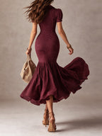 Elegant Striped Slim-fit Mermaid Maxi Dress