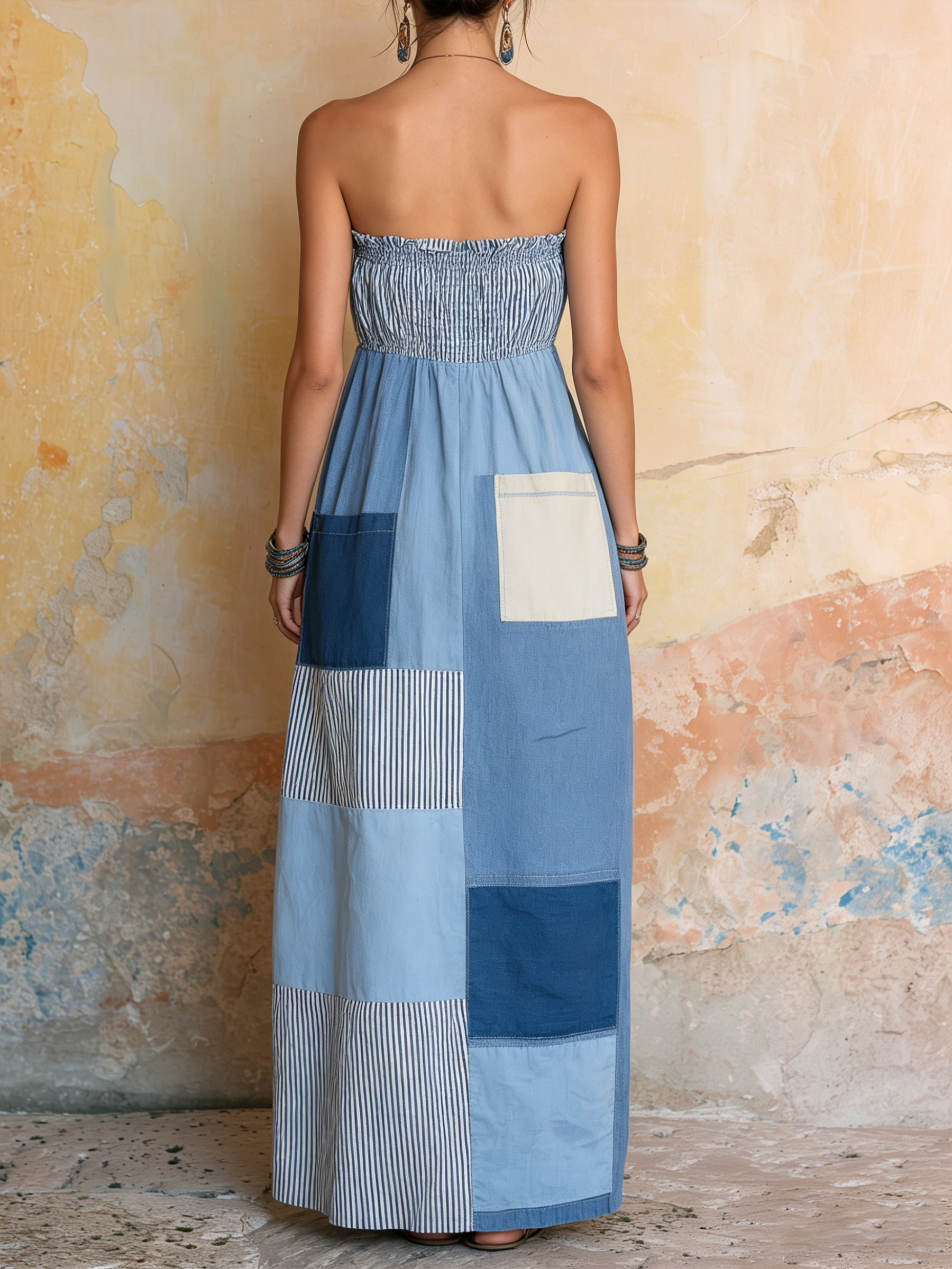 Halter Neck Cotton LinenMaxi Dress With Flowy Silhouette