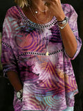 Women's Vintage Purple Casual Loose Denim Blouse Shirt