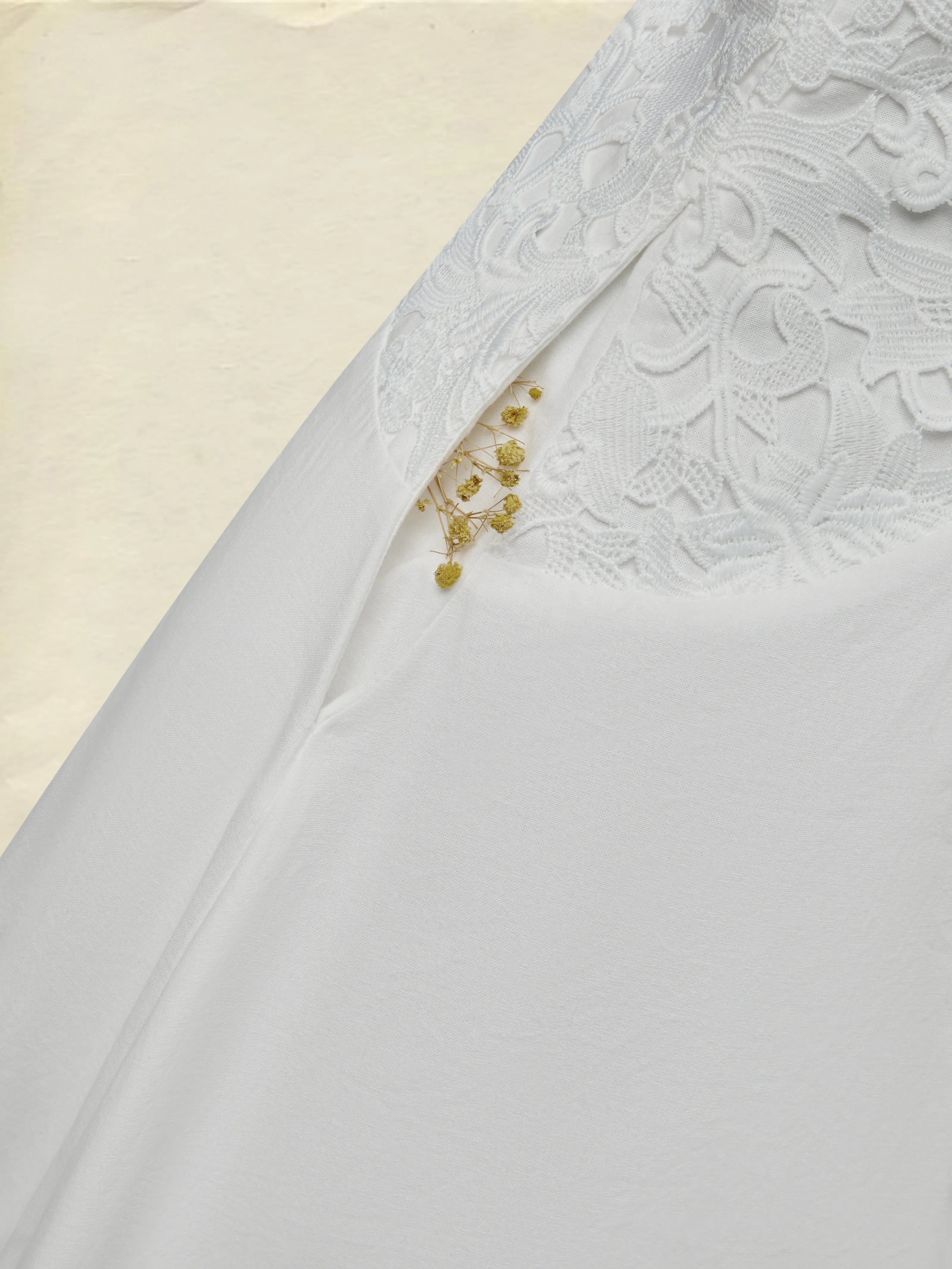 Midi Cotton Dress, Sleeveless, Round Neck, Plain, Lace, Vintage, White