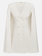 White Buckle Blazer V Neck Sleeveless A-Line Mini Homecoming Dress