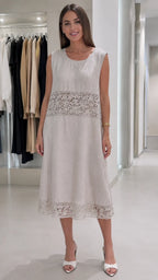 Lace Sleeveless Linen Midi Dres