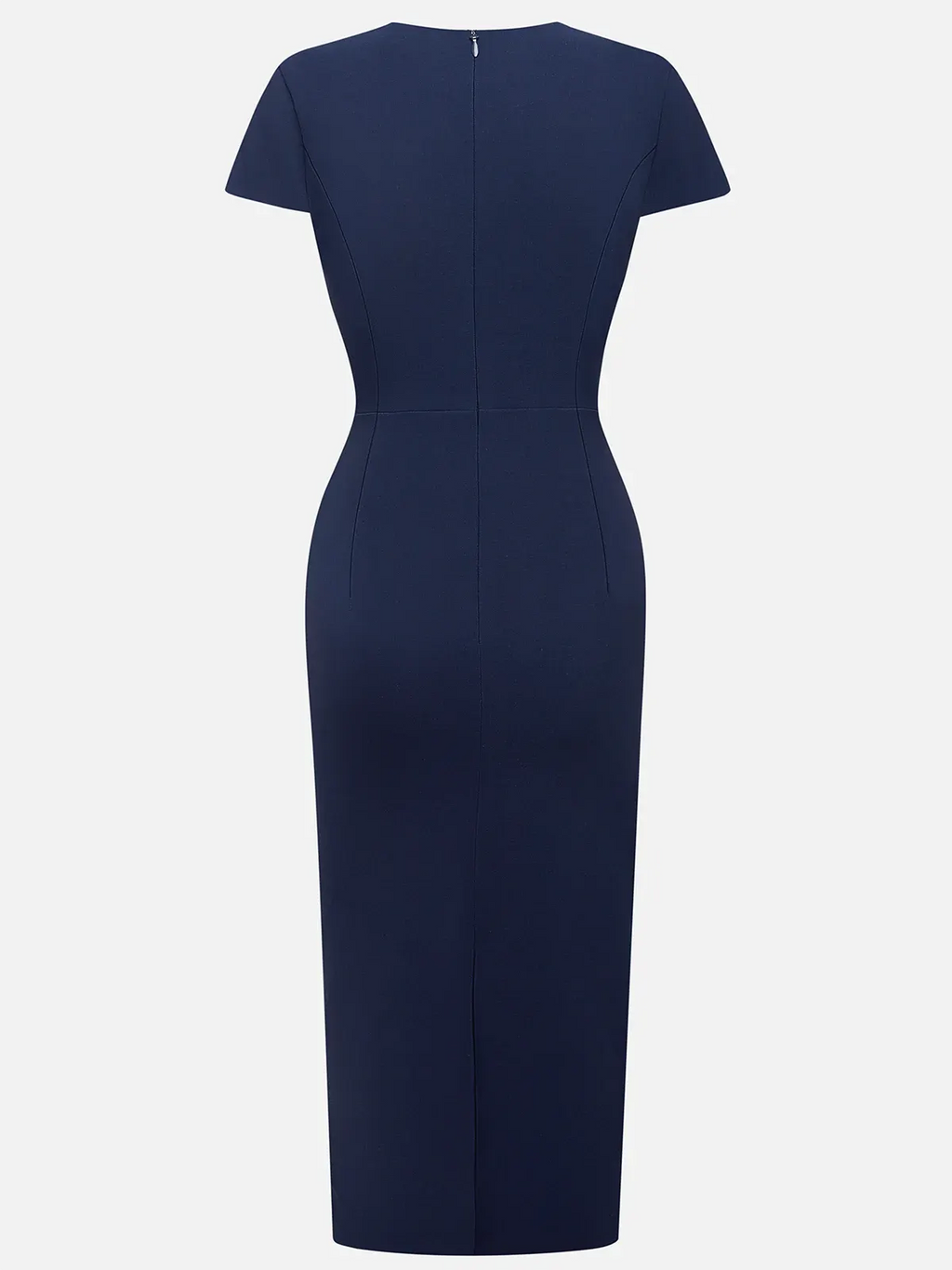 Purplish Blue Embroidery Applique Sheath Midi Dress