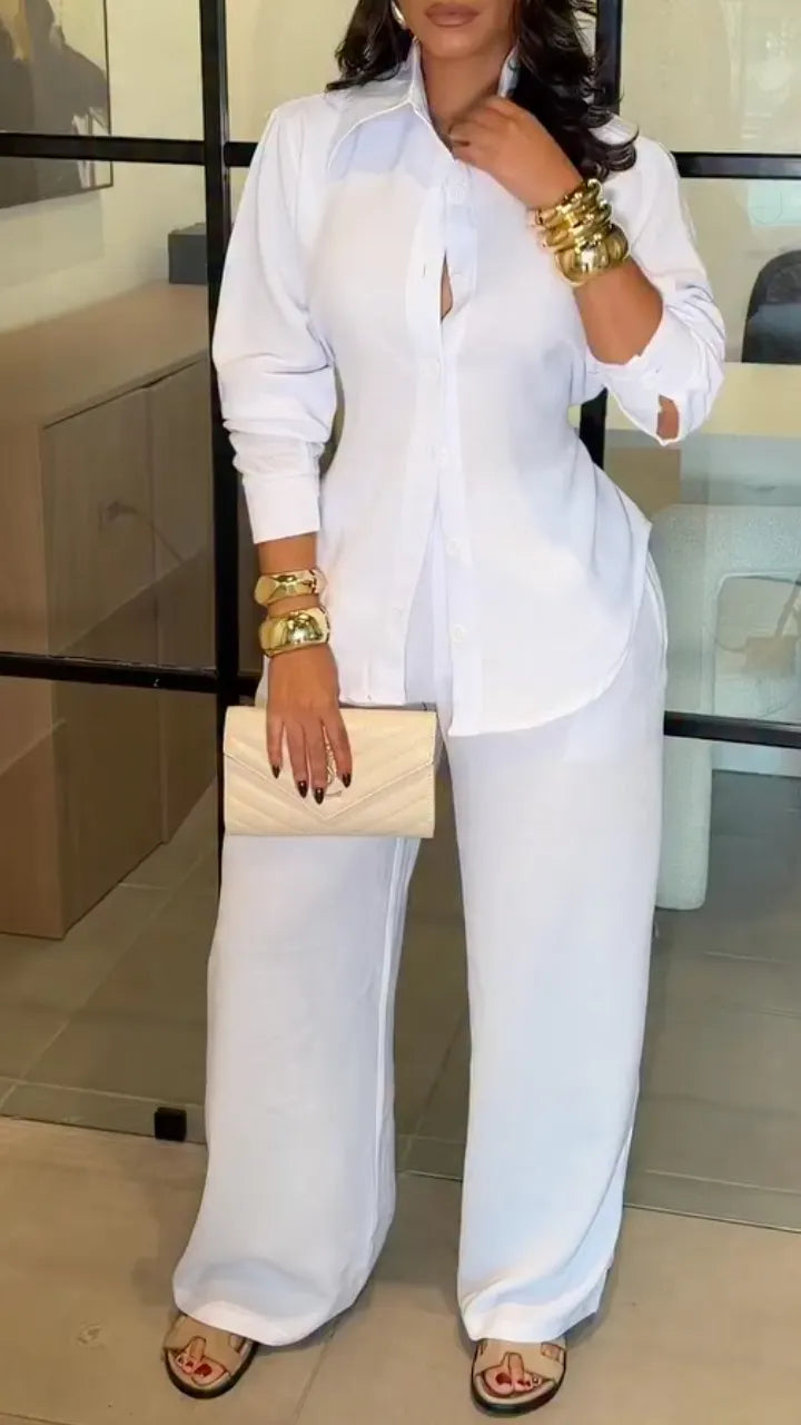 Oversized Open Shirt & Pleated Wide Leg Trousers Set