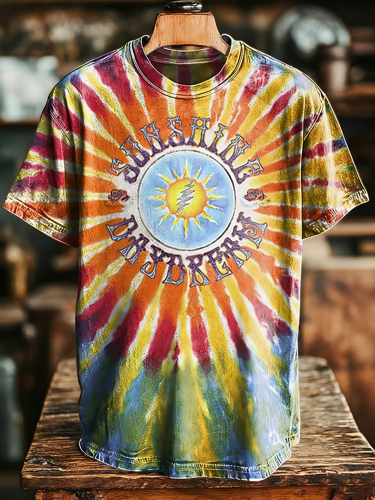 Hippie Tie Dye Art Print Casual Loose Short Sleeve T-shirt