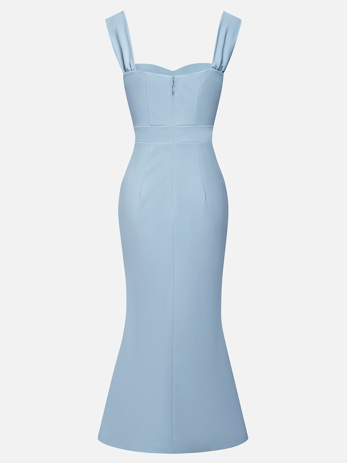 Light Blue Bow Lace Classic Sweetheart Neckline Sleeveless Mermaid Maxi Dress