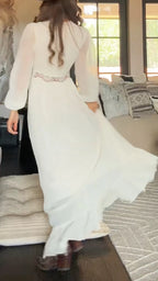 Lace Insert Long Sleeve Western Maxi Dress