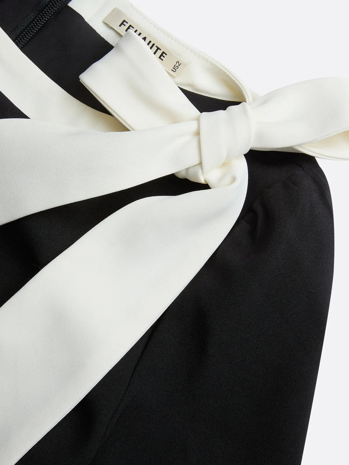 Black Bow Color Block Long Sleeve Sheath Midi Dress