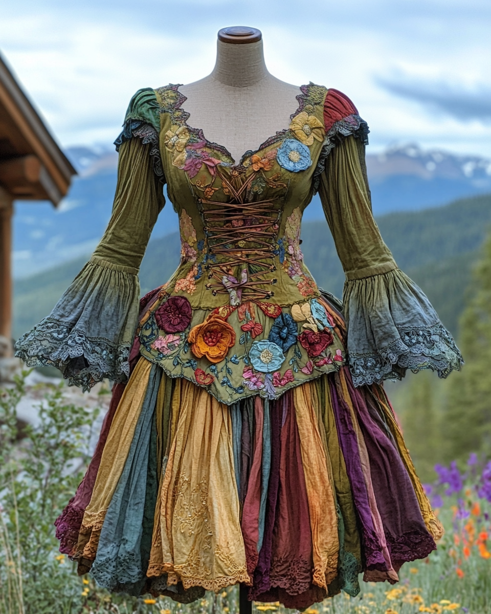 Renaissance-inspired country style vacation midi dress 3b39 26b4