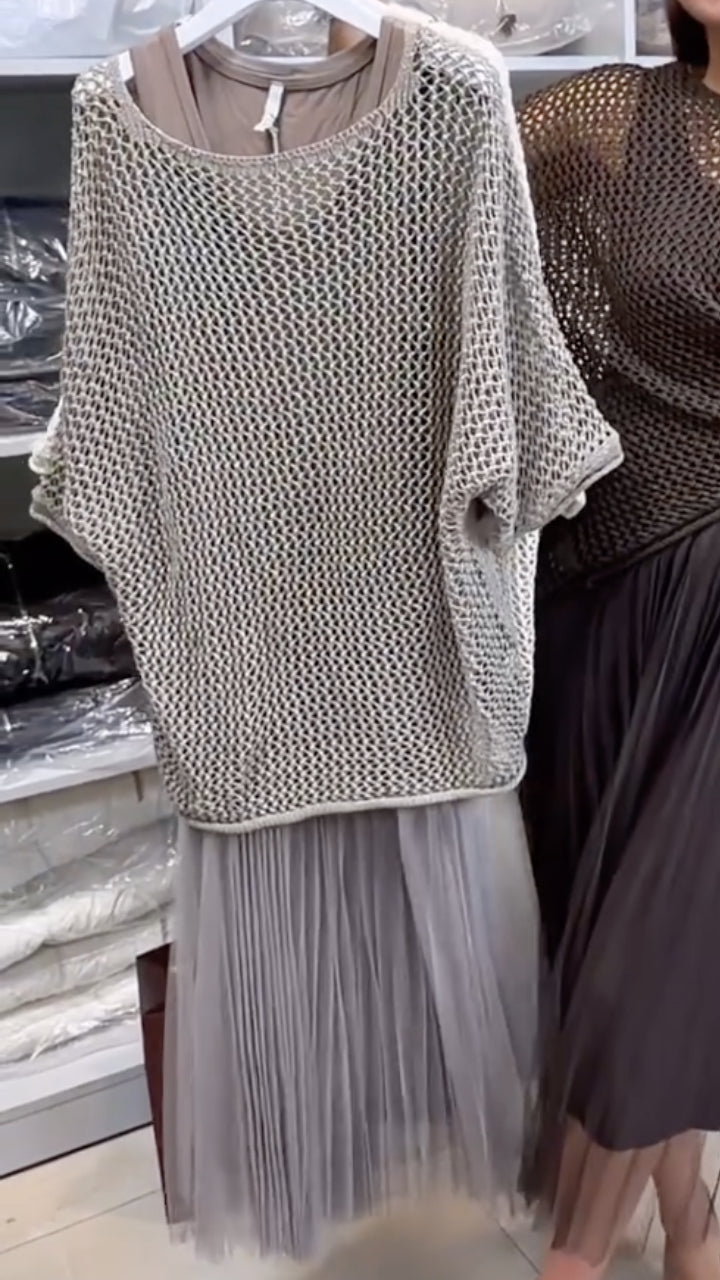 Women's Open-Knit Cover-Up & Dress — Casual Two-Piece Set