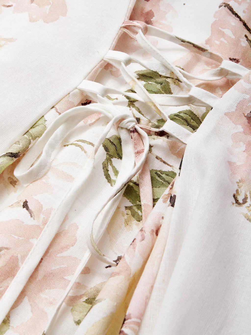 Linen Maxi Dress, Balloon Sleeve, Shawl Collar, Floral, Vintage, White