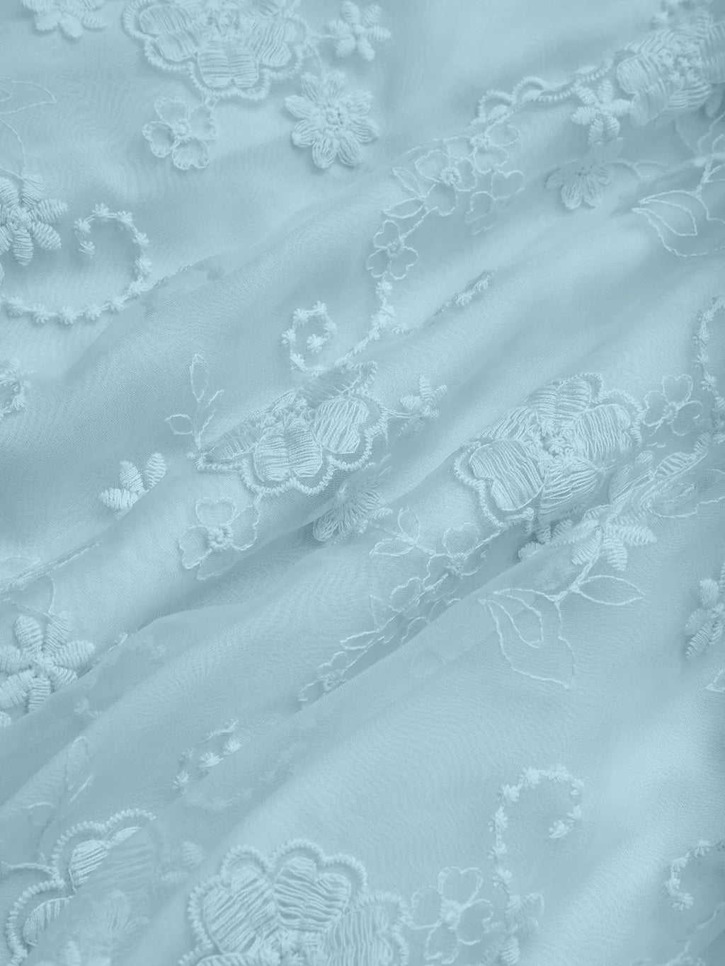 Light Blue Bow Embroidery Classic V Neck Sleeveless A-Line Midi Dress With Pockets