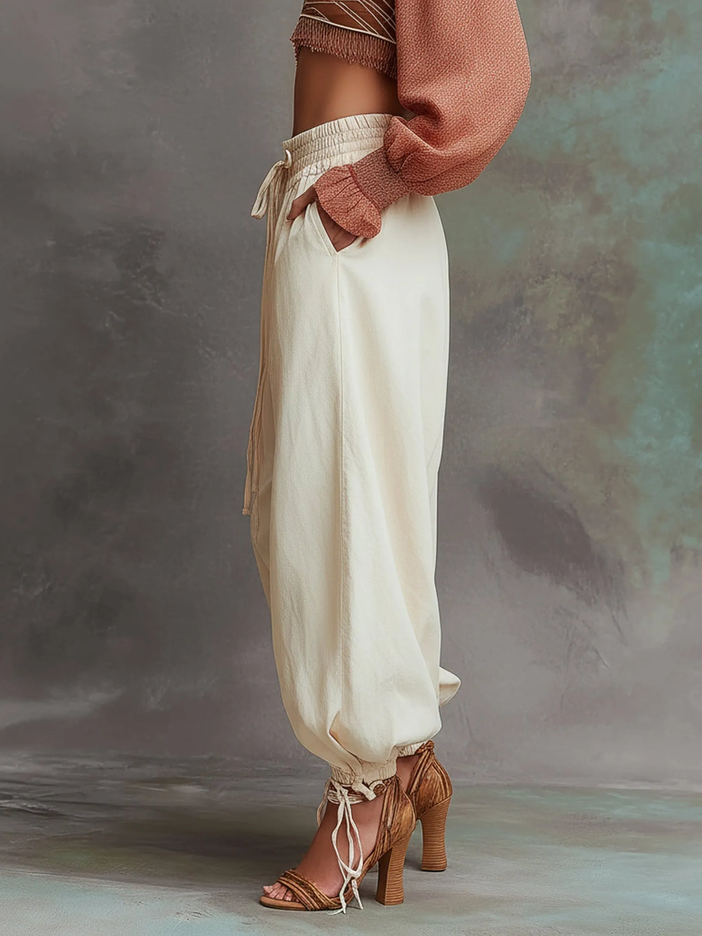 Casual Loose Fit Washed Denim Balloon Pants