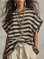 Chic Striped Oversized Tee & Wide-Leg Pants Set