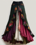 Elegant Lace Patchwork Flowing Skirt b76b