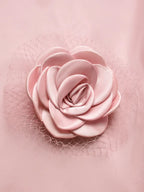 Pink Chiffon Removable 3D Floral Ruched Slit One Shoulder Sleeveless Sheath Gown Dress