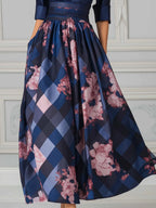 Collared Waist-Tie Pleated A-Line Maxi Dress