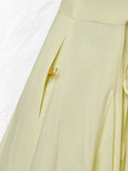Maxi Linen Dress , Short Sleeves, Square Neck, Plain, Vacation, French Vintage, Light Yellow