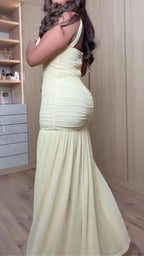 Ruched Spaghetti Strap Maxi Dress