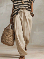 Chic Striped Oversized Tee & Wide-Leg Pants Set
