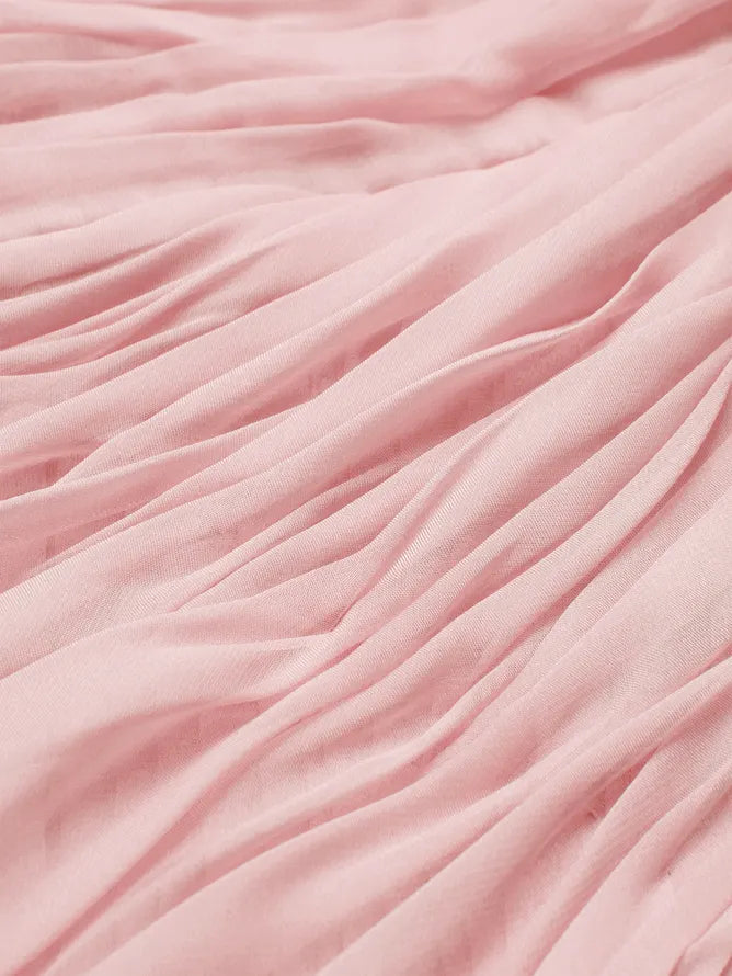 Pink Chiffon Removable 3D Floral Ruched Slit One Shoulder Sleeveless Sheath Gown Dress