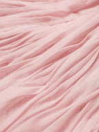 Pink Chiffon Removable 3D Floral Ruched Slit One Shoulder Sleeveless Sheath Gown Dress